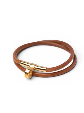 Hermes Bangle Bracelet Double Kelly Choker Brown